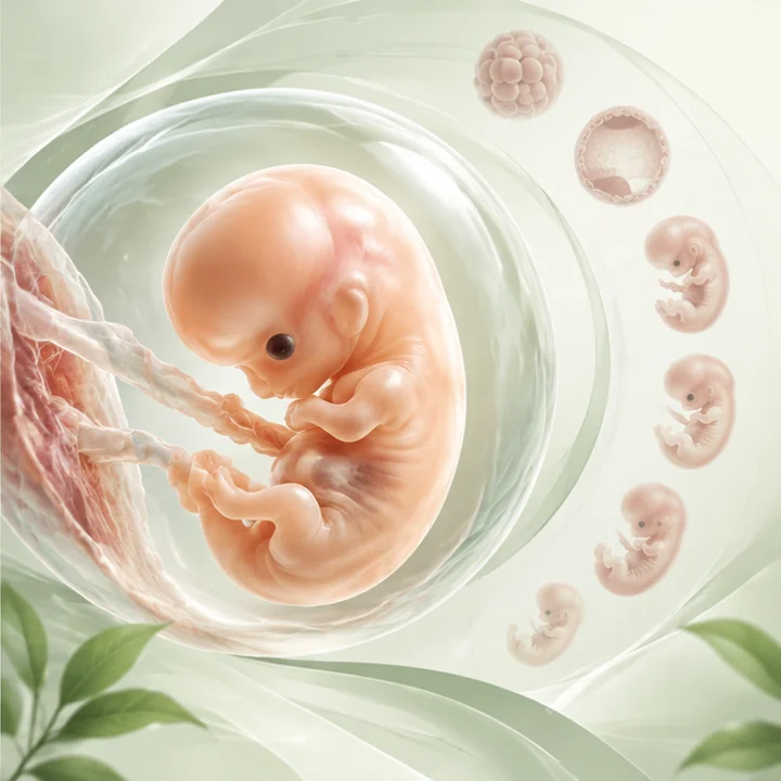 Developing embryo and early developmental stages illustration for Embryology