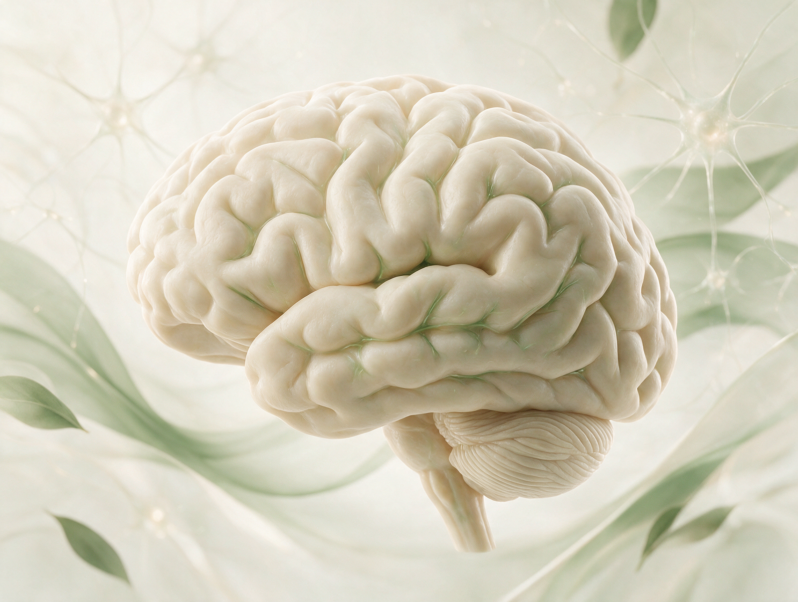 Human brain, brainstem and upper spinal cord illustration for Neuroscience and Neuroanatomy