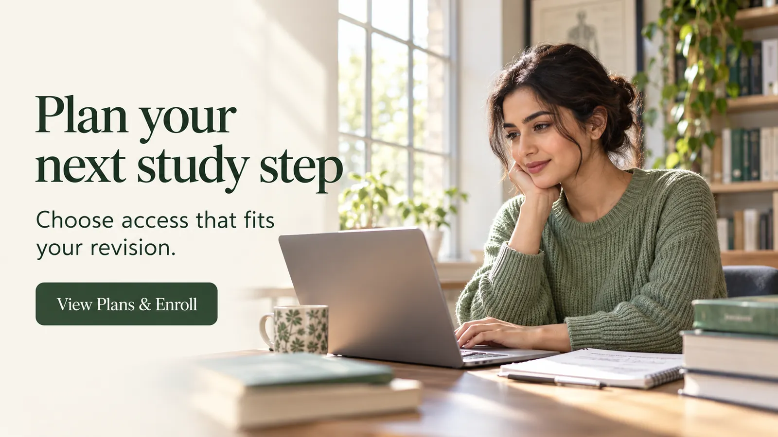 Medical student planning a revision calendar on a laptop
