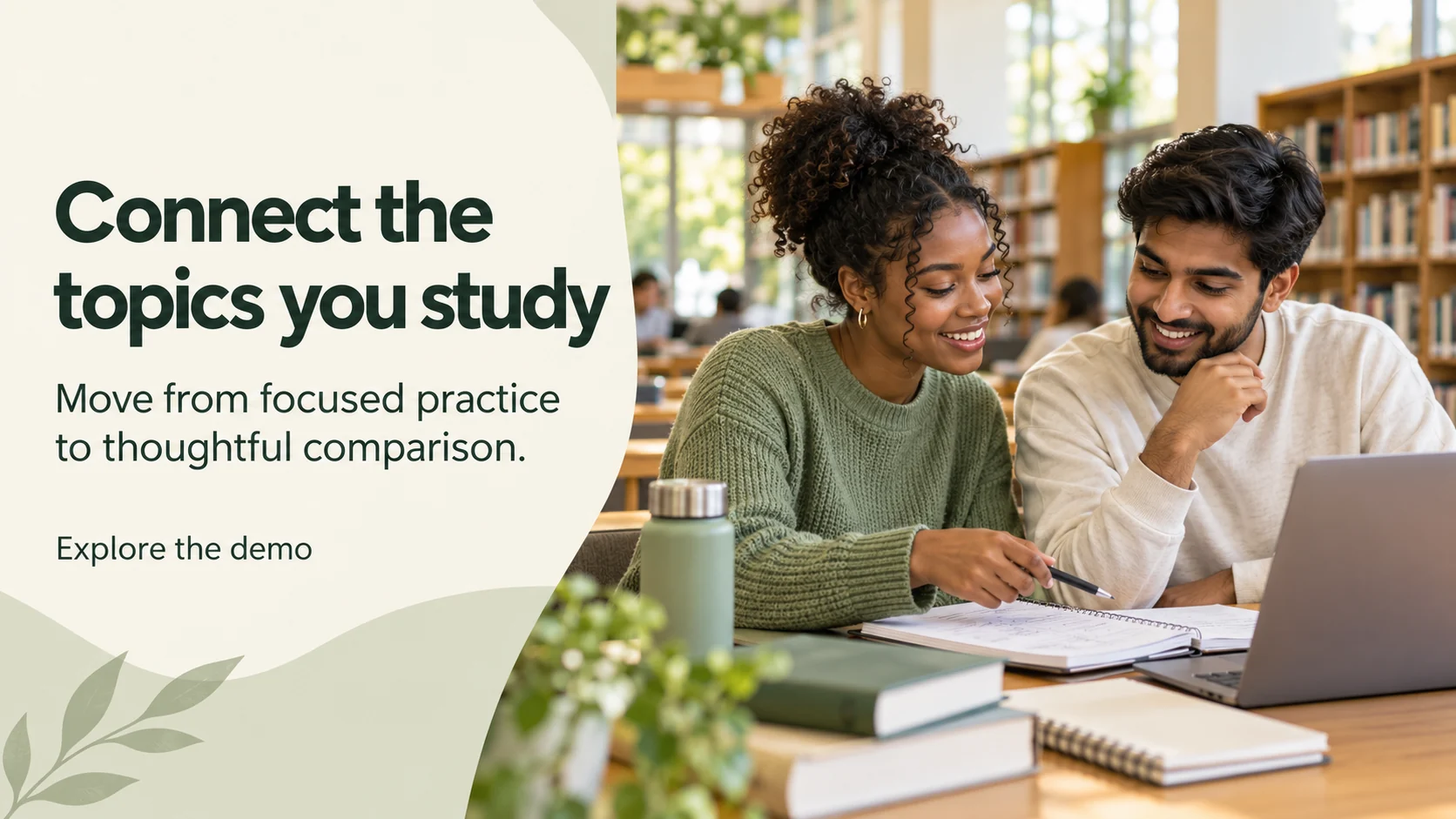 Healthcare students comparing related study topics together